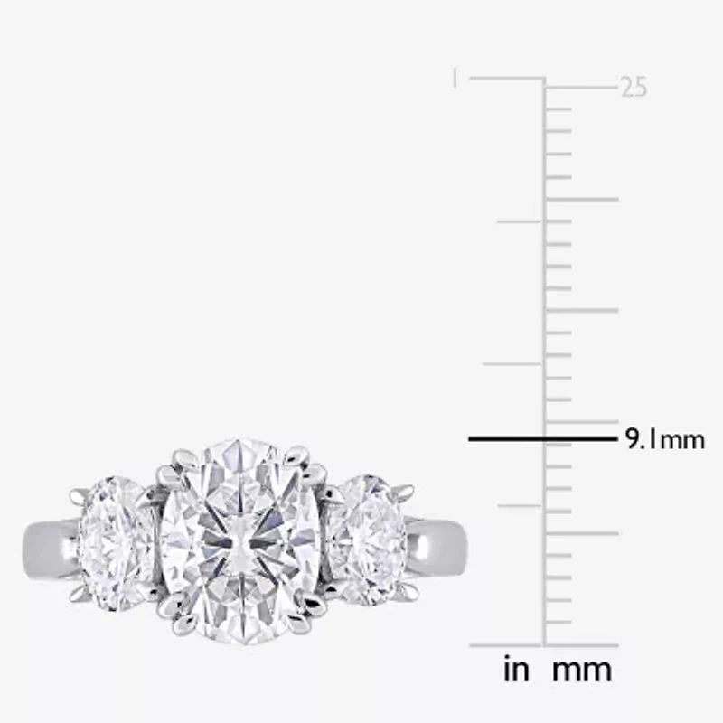 Womens 3 CT. T.W. Lab Created White Moissanite 10K Gold 3-Stone Engagement Ring