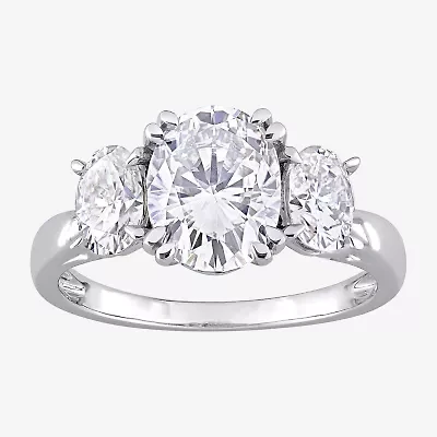 Womens 3 CT. T.W. Lab Created White Moissanite 10K Gold 3-Stone Engagement Ring
