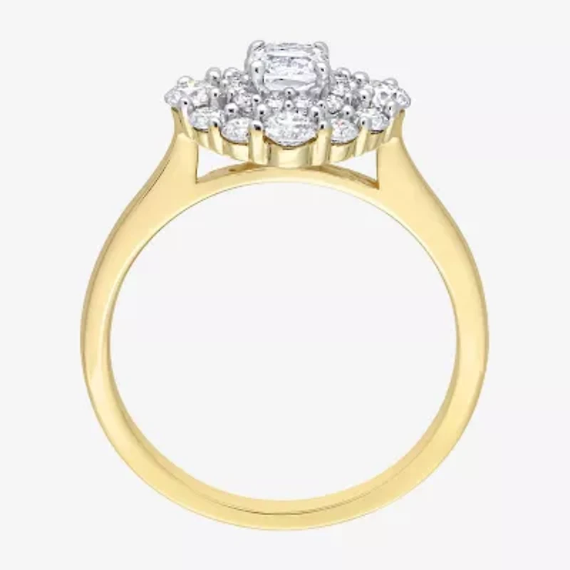 Womens 1 CT. T.W. Lab Created White Moissanite 10K Gold Cocktail Ring