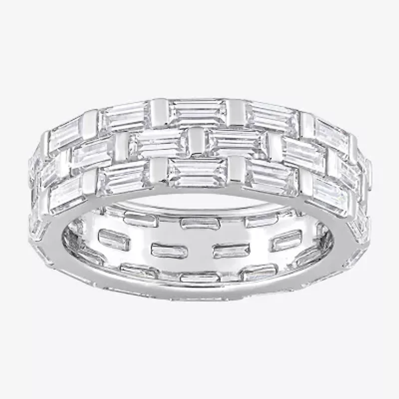 Womens 4MM 4 5/8 Ct. T.W. Lab Created White Moissanite Sterling Silver Anniversary Eternity Band