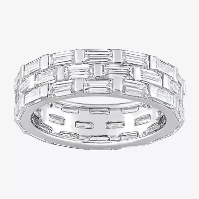 Womens 4MM 4 5/8 Ct. T.W. Lab Created White Moissanite Sterling Silver Anniversary Eternity Band