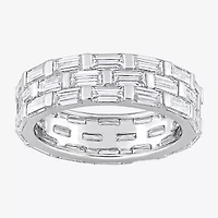 Womens 4MM 4 5/8 Ct. T.W. Lab Created White Moissanite Sterling Silver Anniversary Eternity Band