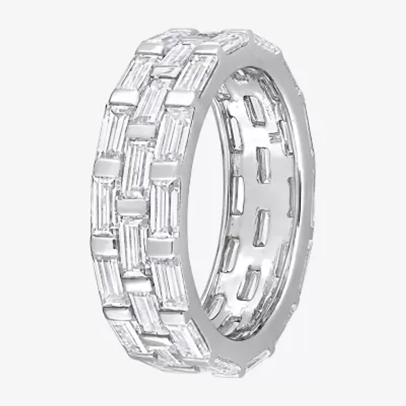 Womens 4MM 4 5/8 Ct. T.W. Lab Created White Moissanite Sterling Silver Anniversary Eternity Band