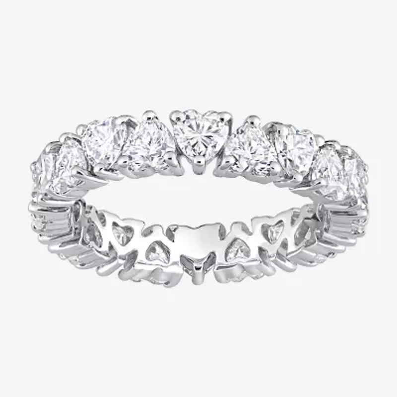 Womens 4MM 3 3/8 Ct. T.W. Lab Created White Moissanite Sterling Silver Heart Eternity Wedding Band