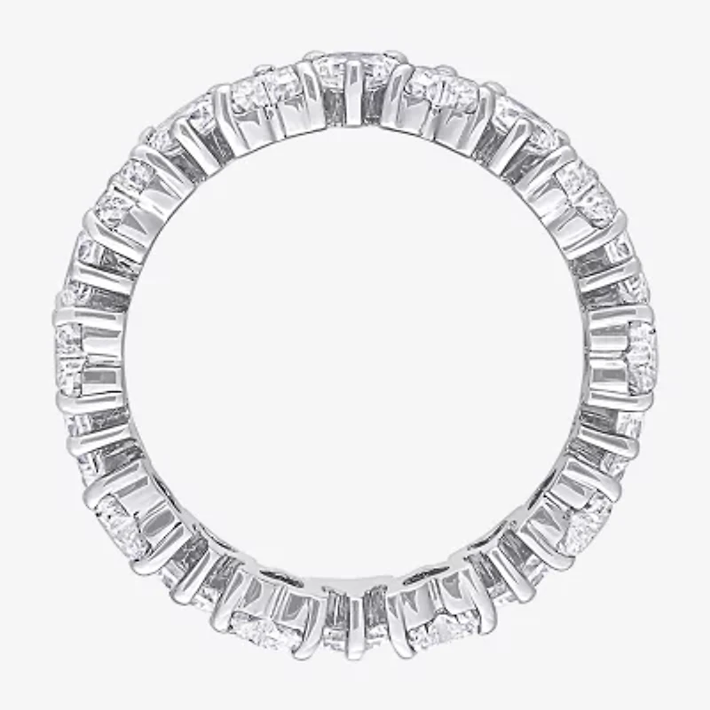 Womens 4MM 3 3/8 Ct. T.W. Lab Created White Moissanite Sterling Silver Heart Eternity Wedding Band