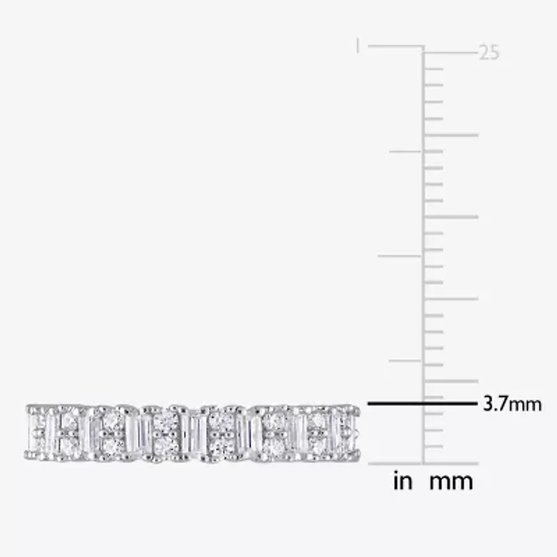 Womens 3.5MM 1 1/2 CT. T.W. Lab Created White Moissanite Sterling Silver Eternity Wedding Band