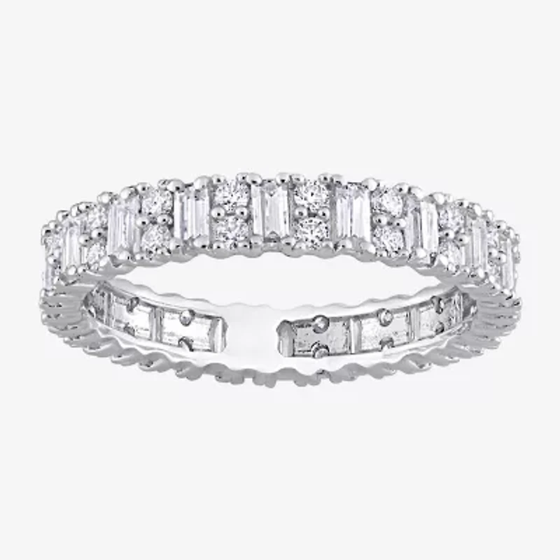 Womens 3.5MM 1 1/2 CT. T.W. Lab Created White Moissanite Sterling Silver Eternity Wedding Band