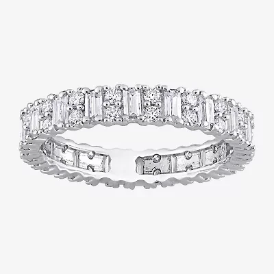 Womens 3.5MM 1 1/2 CT. T.W. Lab Created White Moissanite Sterling Silver Eternity Wedding Band