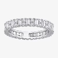 Womens 3.5MM 1 1/2 CT. T.W. Lab Created White Moissanite Sterling Silver Eternity Wedding Band
