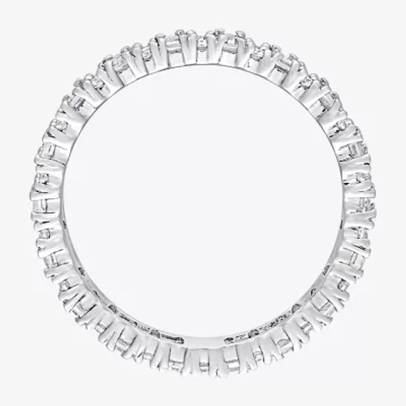 Womens 3.5MM 1 1/2 CT. T.W. Lab Created White Moissanite Sterling Silver Eternity Wedding Band