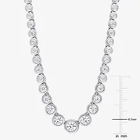 Womens White Moissanite Sterling Silver 17 Inch Tennis Necklace