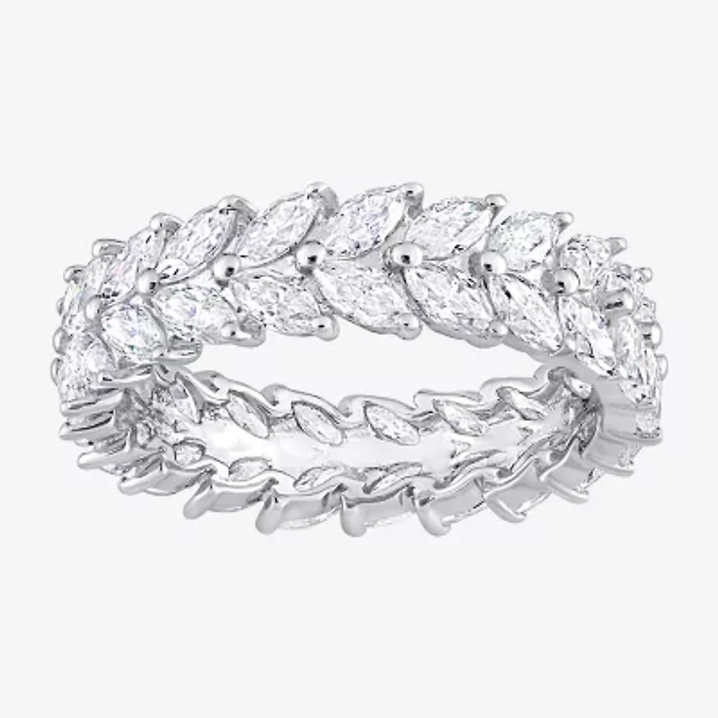 Womens 5.5MM 4 1/5 Ct. T.W. Lab Created White Moissanite Sterling Silver Anniversary Eternity Band