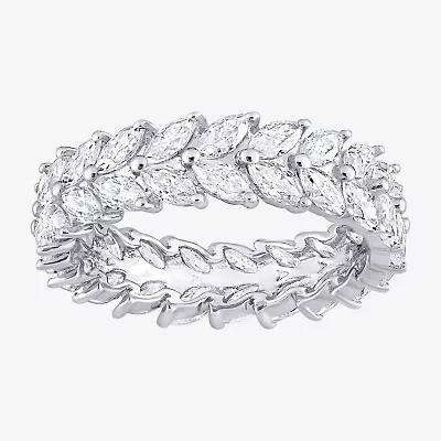 Womens 5.5MM 4 1/5 Ct. T.W. Lab Created White Moissanite Sterling Silver Anniversary Eternity Band