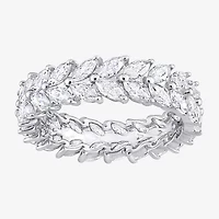 Womens 5.5MM 4 1/5 Ct. T.W. Lab Created White Moissanite Sterling Silver Anniversary Eternity Band