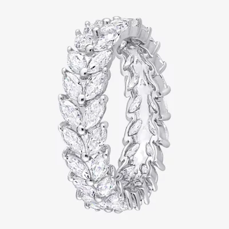 Womens 5.5MM 4 1/5 Ct. T.W. Lab Created White Moissanite Sterling Silver Anniversary Eternity Band