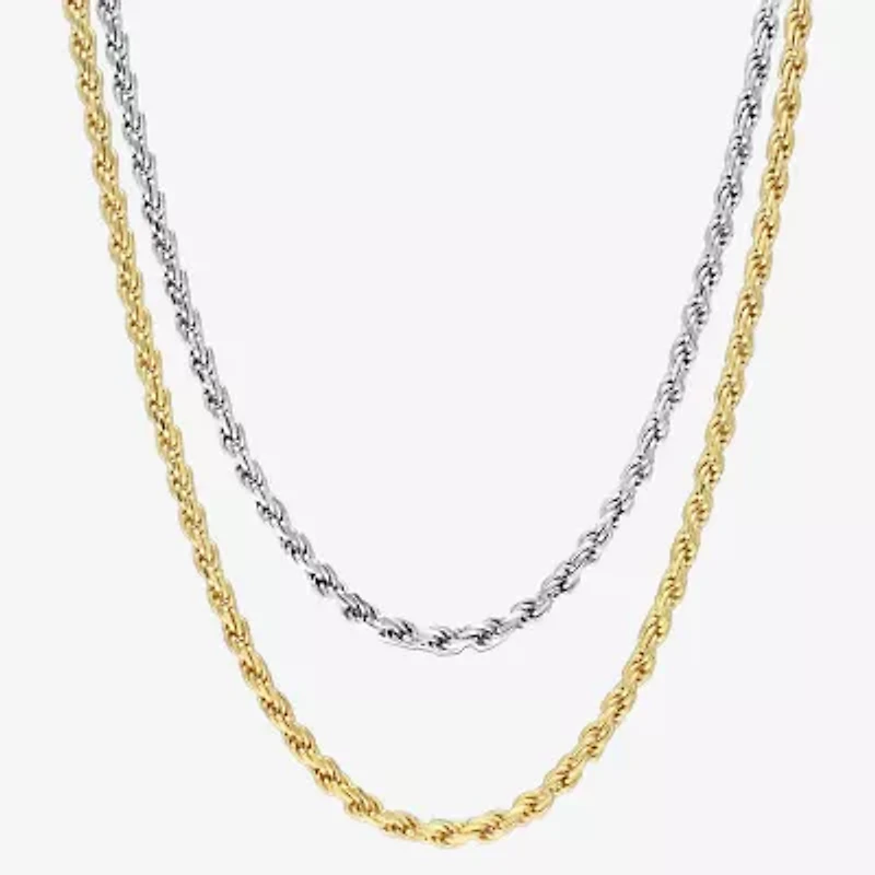 Womens 18K Two Tone Gold Over Silver 18 Inch Rope Chain Necklace
