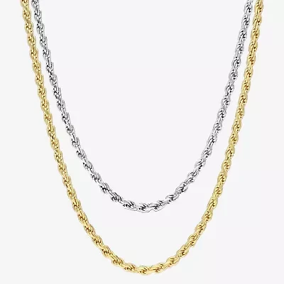 Womens 18K Two Tone Gold Over Silver 18 Inch Rope Chain Necklace