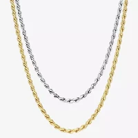 Womens 18K Two Tone Gold Over Silver 18 Inch Rope Chain Necklace