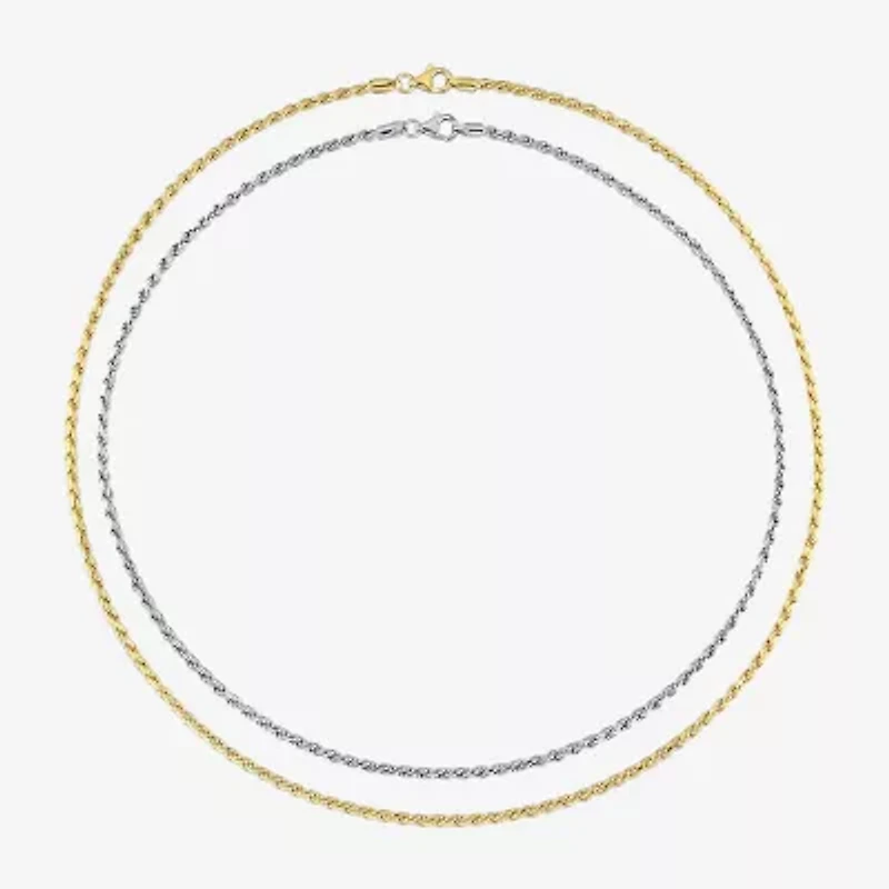 Womens 18K Two Tone Gold Over Silver 18 Inch Rope Chain Necklace