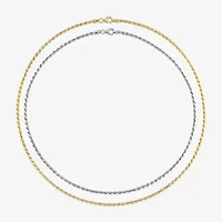 Womens 18K Two Tone Gold Over Silver 18 Inch Rope Chain Necklace