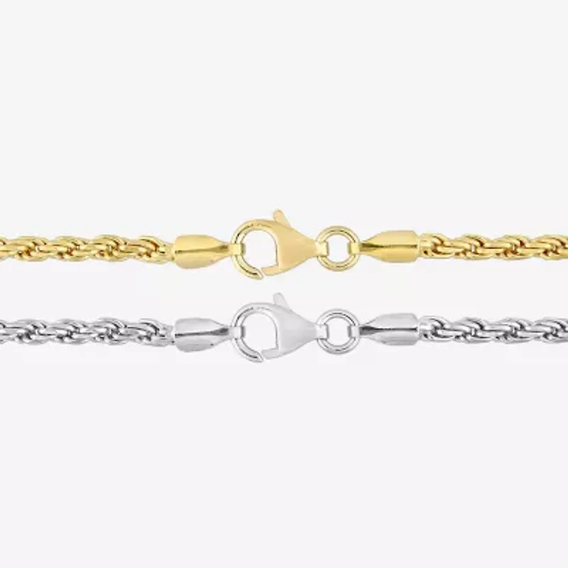 Womens 18K Two Tone Gold Over Silver 18 Inch Rope Chain Necklace
