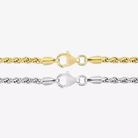 Womens 18K Two Tone Gold Over Silver 18 Inch Rope Chain Necklace