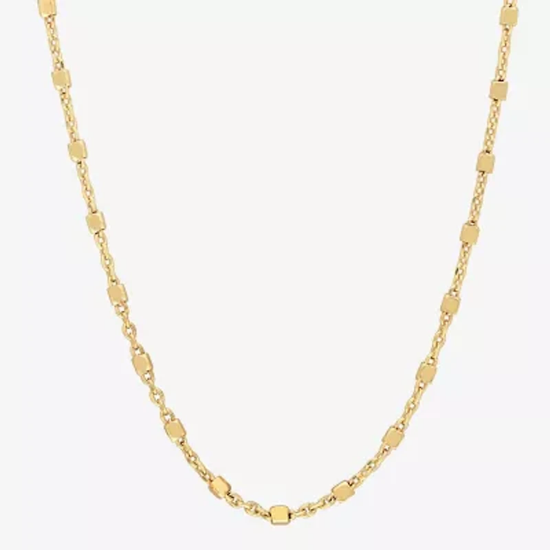 Womens 18K Gold Over Silver 18 Inch Bead Chain Necklace
