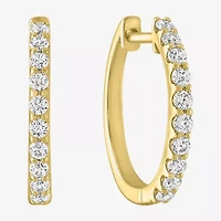 (G-H / Si2-I1) Womens 1/3 CT. T.W. Lab Grown Diamond 10K Gold 15mm Hoop Earrings