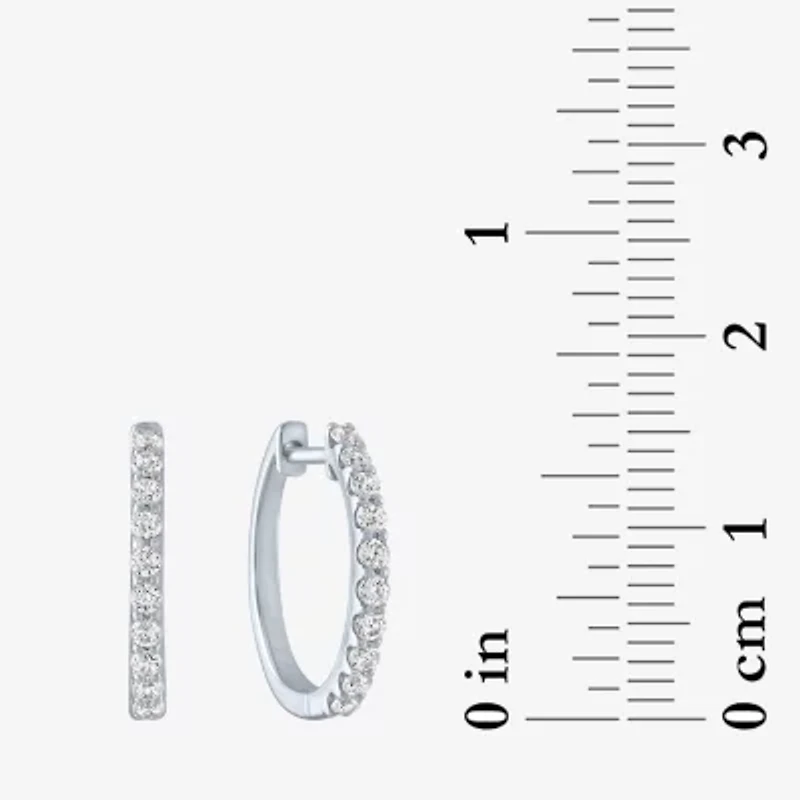 (G-H / Si2-I1) Womens 1/3 CT. T.W. Lab Grown Diamond 10K Gold 15mm Hoop Earrings