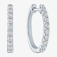 (G-H / Si2-I1) Womens 1/3 CT. T.W. Lab Grown Diamond 10K Gold 15mm Hoop Earrings