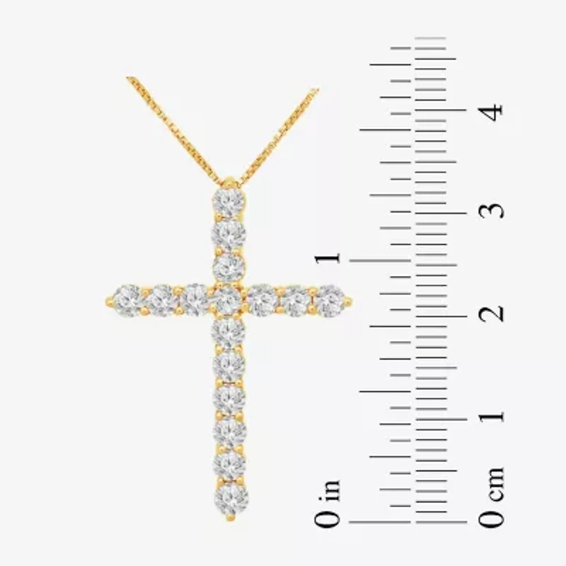 Womens 2 CT. T.W. Natural White Diamond 10K Gold Cross 18 Inch Pendant Necklace