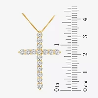 Womens 2 CT. T.W. Natural White Diamond 10K Gold Cross 18 Inch Pendant Necklace
