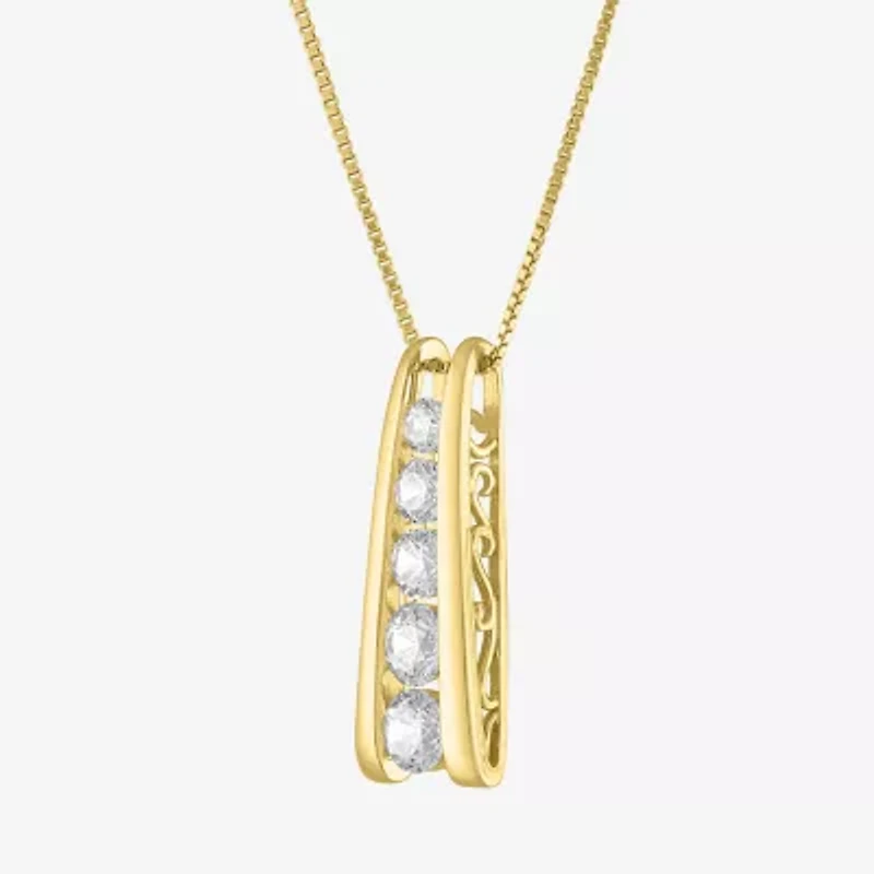 (G-H / SI2-I1) Womens 1 CT.T.W. Lab-Grown Diamond 10K White or Yellow Gold Pendant Necklace