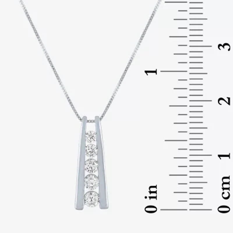 5-Stone Ladder Style (G-H / Si2-I1) Womens 1/3 CT. T.W. Lab Grown White Diamond 10K Gold 18 Inch Pendant Necklace