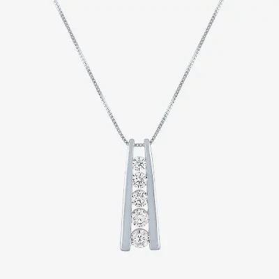 5-Stone Ladder Style (G-H / Si2-I1) Womens 1/3 CT. T.W. Lab Grown White Diamond 10K Gold 18 Inch Pendant Necklace
