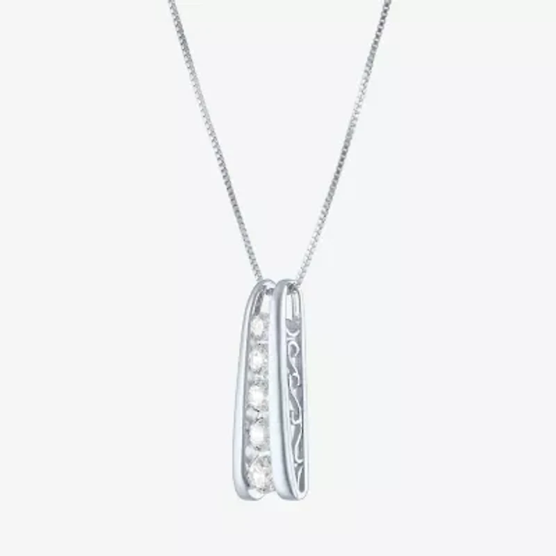 5-Stone Ladder Style (G-H / Si2-I1) Womens 1/3 CT. T.W. Lab Grown White Diamond 10K Gold 18 Inch Pendant Necklace