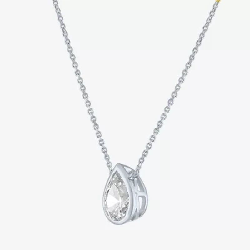 Diamond Addiction (G-H / Si2-I1) Womens 1 CT. T.W. Lab Grown White 14K Gold Pear 18 Inch Pendant Necklace