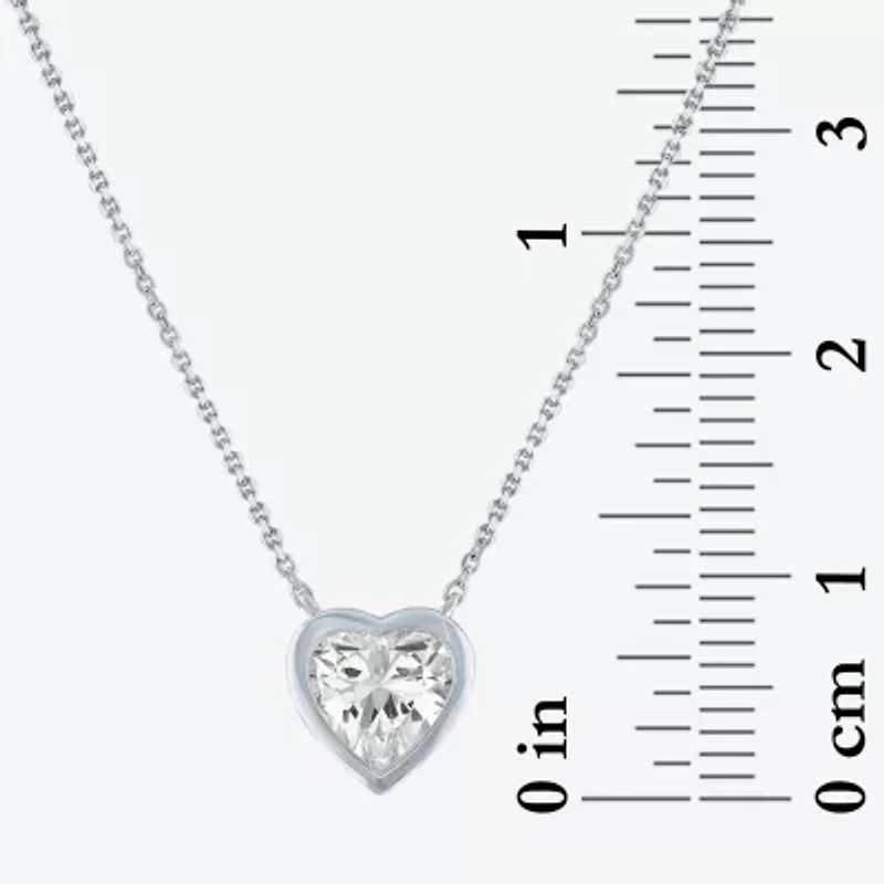 (G-H / Si2-I1) Womens 1 CT. T.W. Lab Grown White Diamond 14K Gold Heart 18 Inch Pendant Necklace