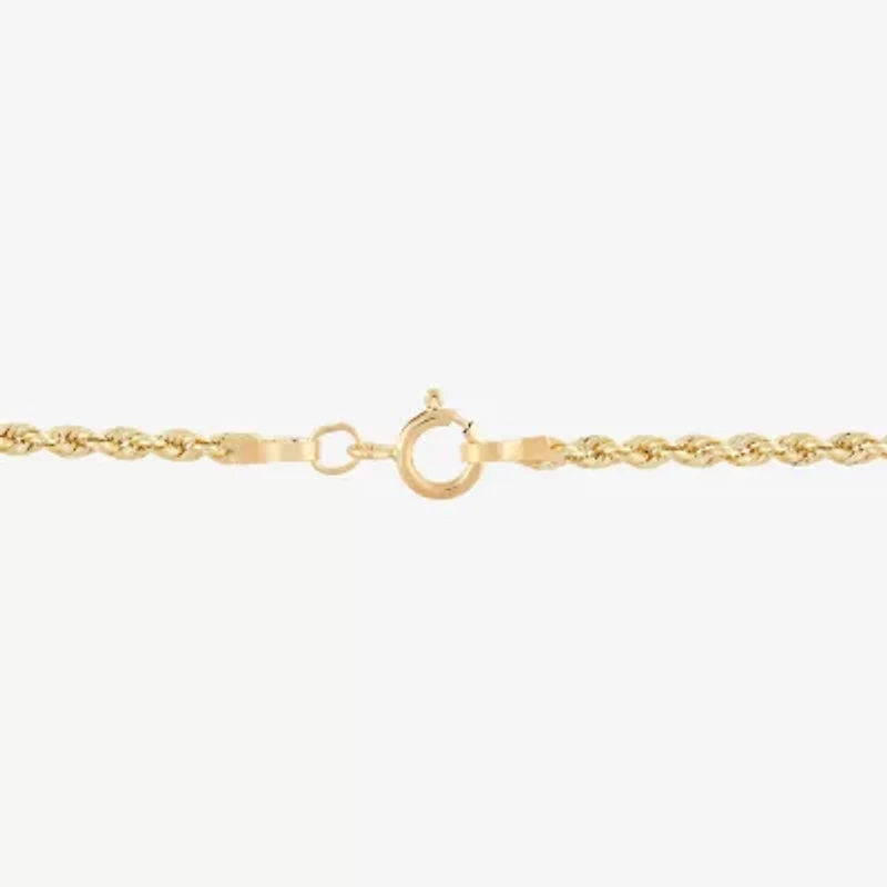 Womens 14K Gold Hollow Cross 7 Inch Link Bracelet