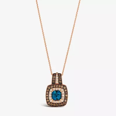 Le Vian® Pendant featuring 1 CT. Deep Sea Blue Topaz™ 1/4 CT. Nude Diamonds™  3/8 CT. Chocolate Diamonds® set in 14K Strawberry Gold®