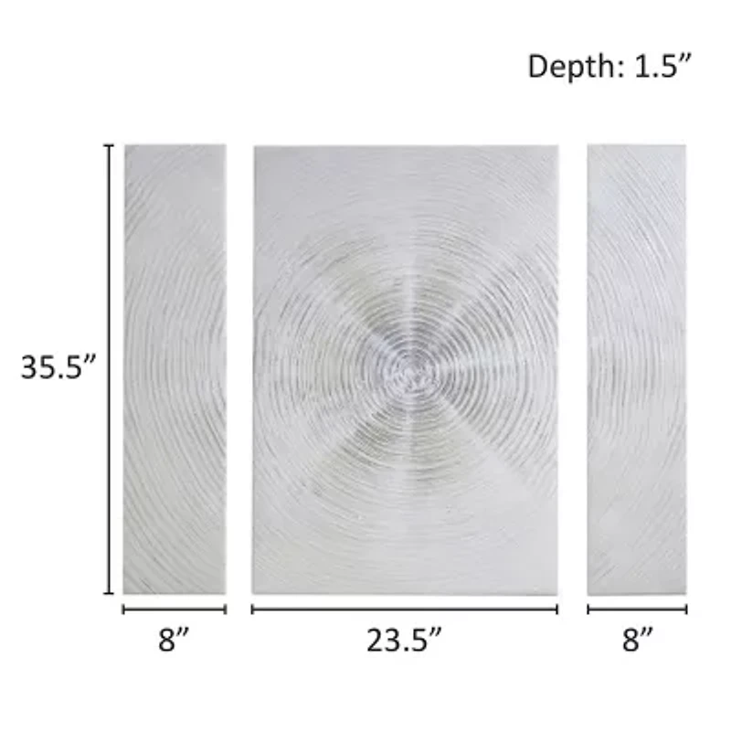 INK+IVY Silver Canvas 3-pc. Wall Art Set