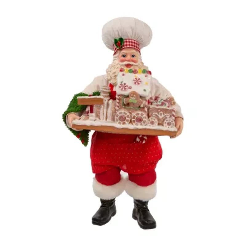 Kurt Adler 11in Fabrich㉠With Gingerbread Train Christmas Santa Figurine