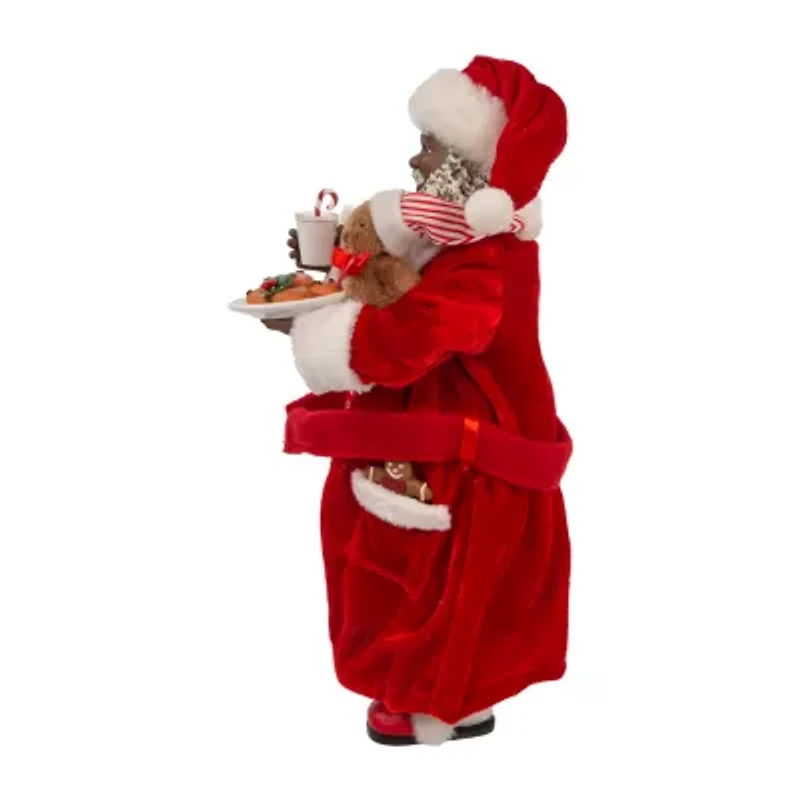 Kurt Adler 10.5-Inch Fabriché Black Santa in Pajamas and Robe