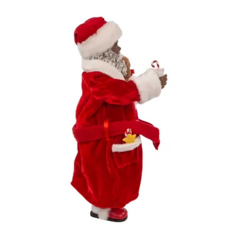 Kurt Adler 10.5-Inch Fabriché Black Santa in Pajamas and Robe