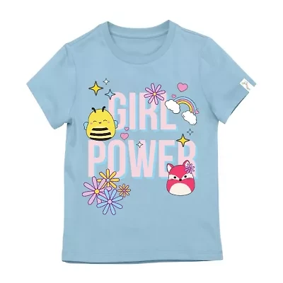 Little & Big Kid Girls Round Neck Short Sleeve Regular Fit Squishmallows Graphic T-Shirt