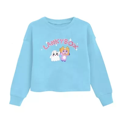 Little & Big Kid Girls Fleece Crew Neck Long Sleeve Lankybox Pullover Sweater
