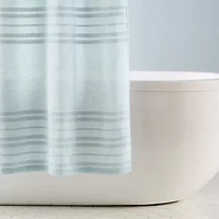 Town And Country Sophia Stripe Aqua Shower Curtain