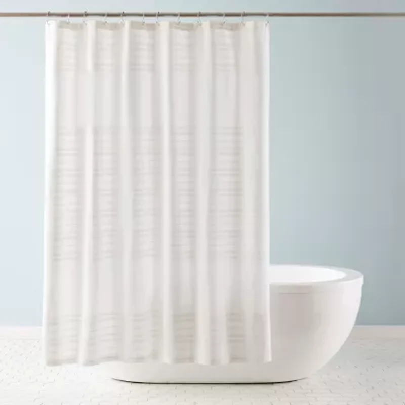 Town And Country Sophia Stripe White Shower Curtain
