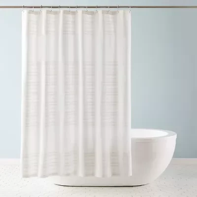 Town And Country Sophia Stripe White Shower Curtain