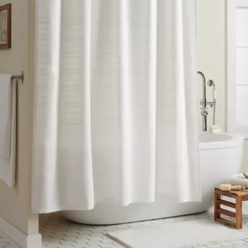 Town And Country Sophia Stripe White Shower Curtain